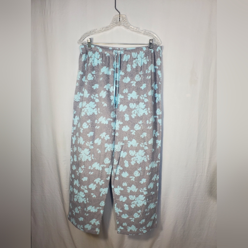 #26 Women’s Grey Blue Floral Pajama Pants Size Large Lounge Sleepwear